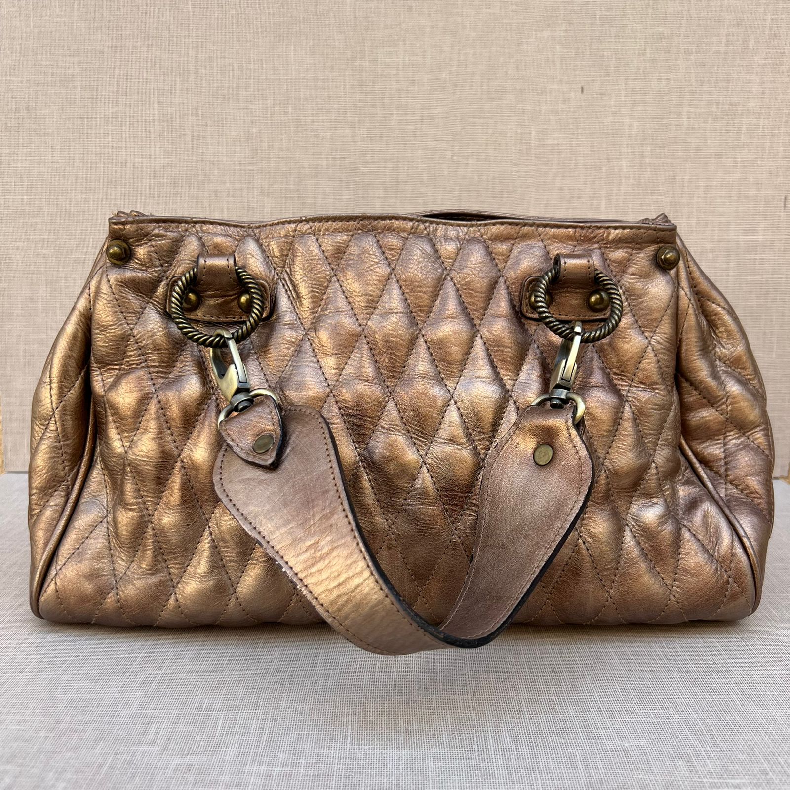Bronze Quilted Satchel