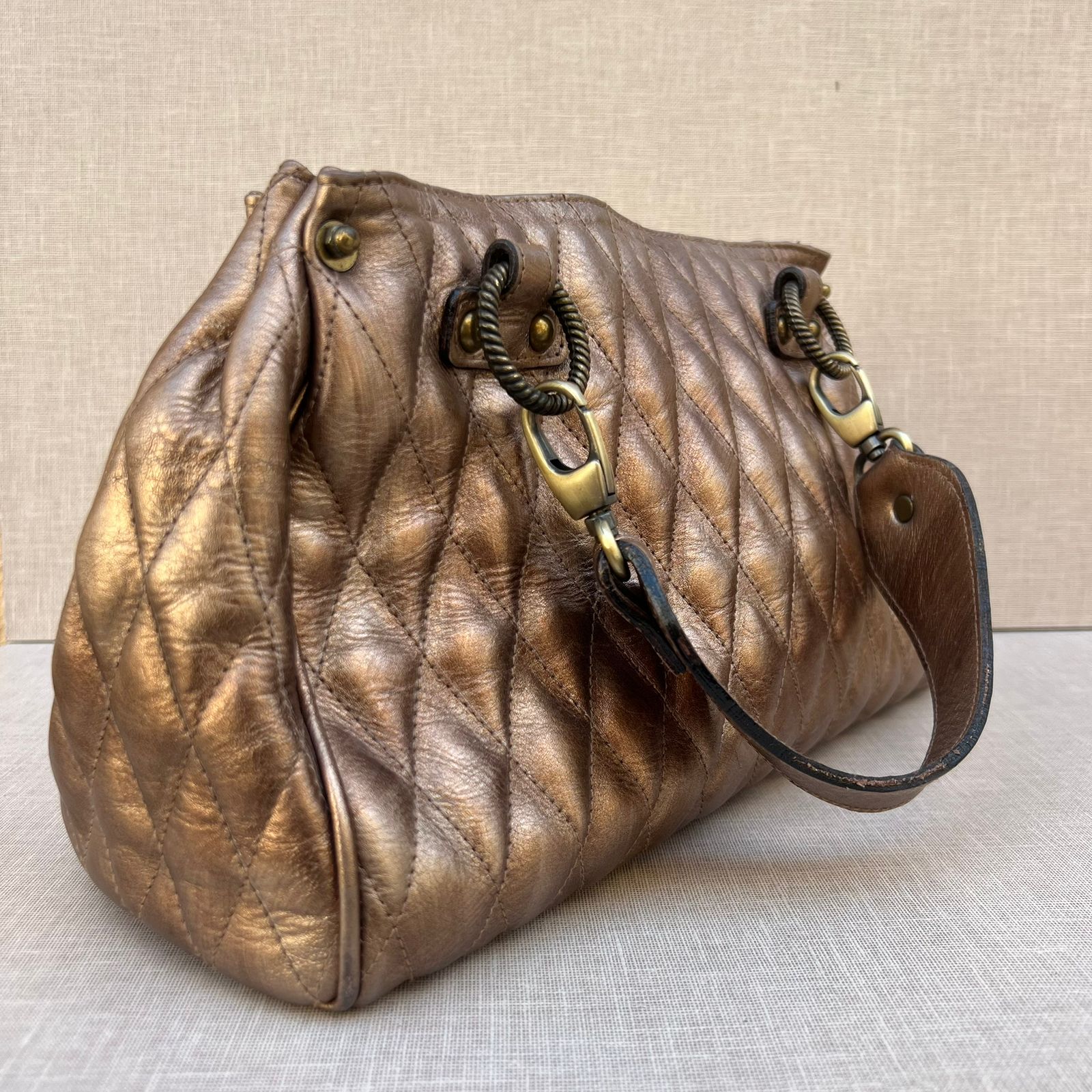 Bronze Quilted Satchel
