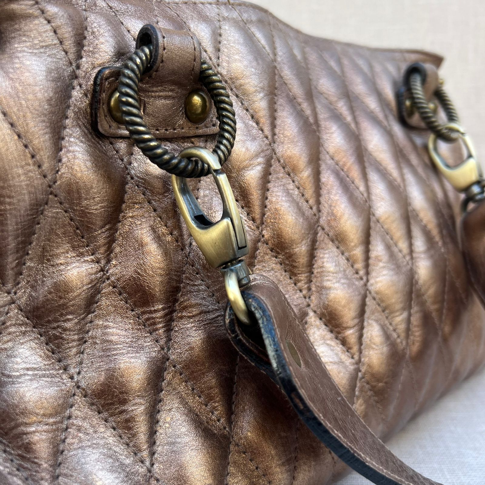 Bronze Quilted Satchel