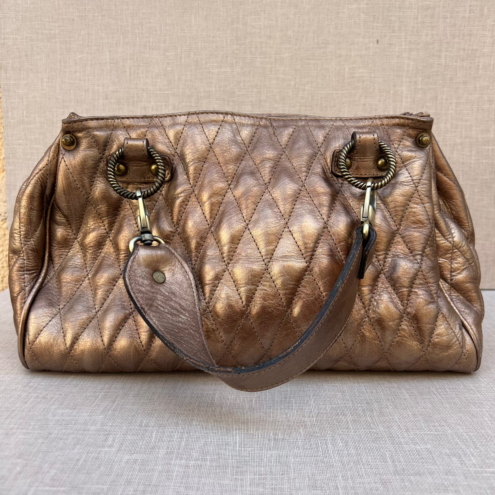 Bronze Quilted Satchel