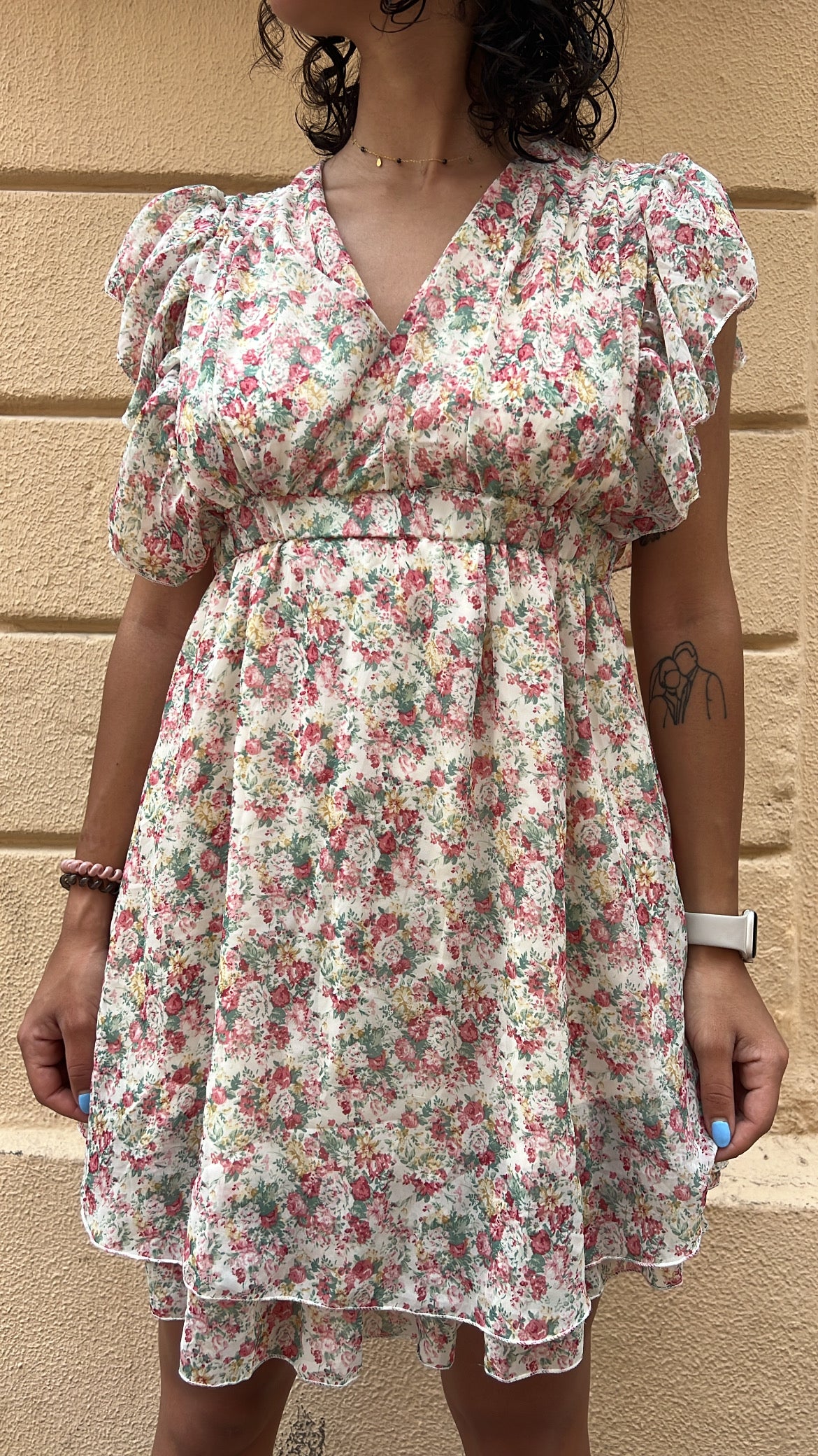 Ruffled Floral Print Dress
