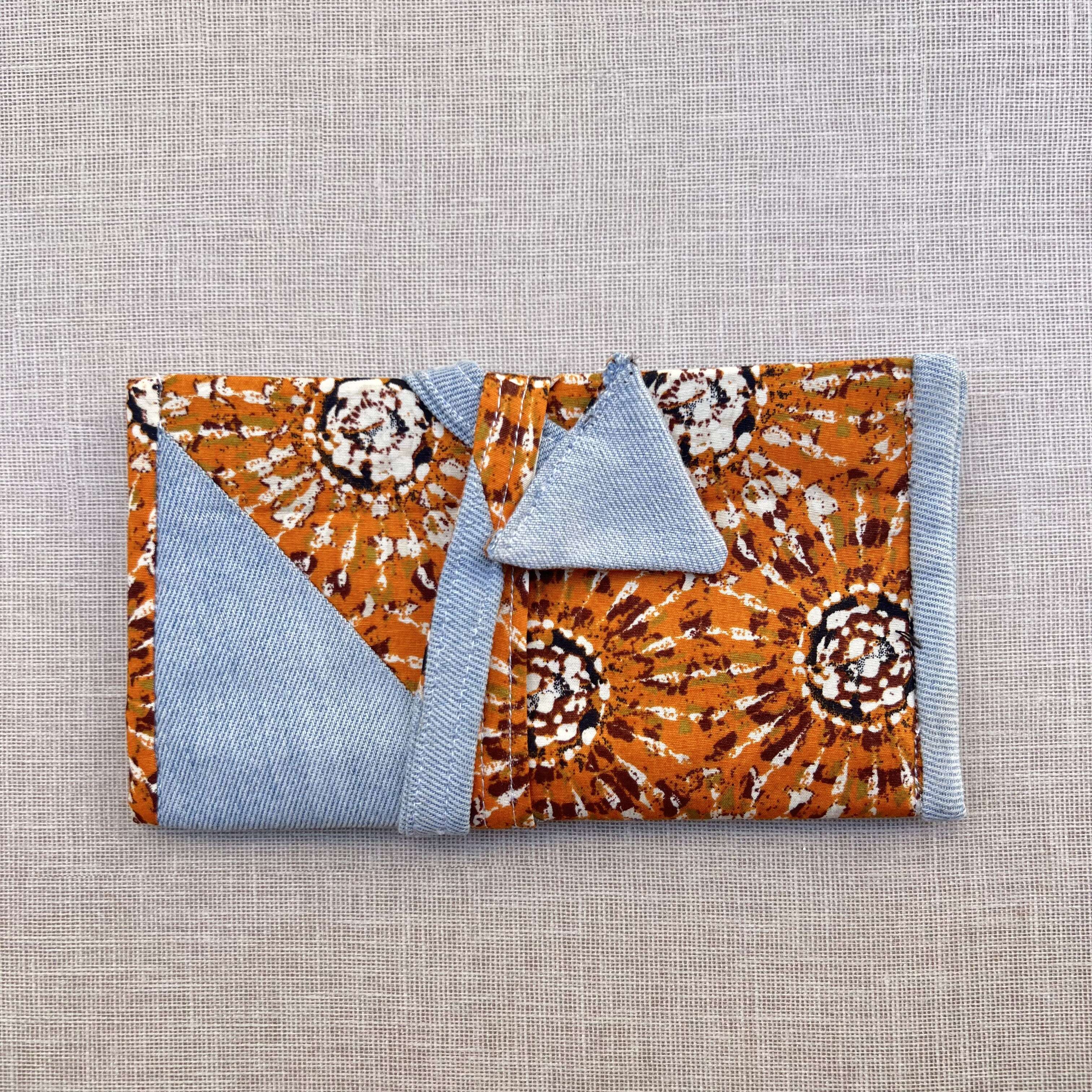 Orange Batik & Denim Tobacco Pouch