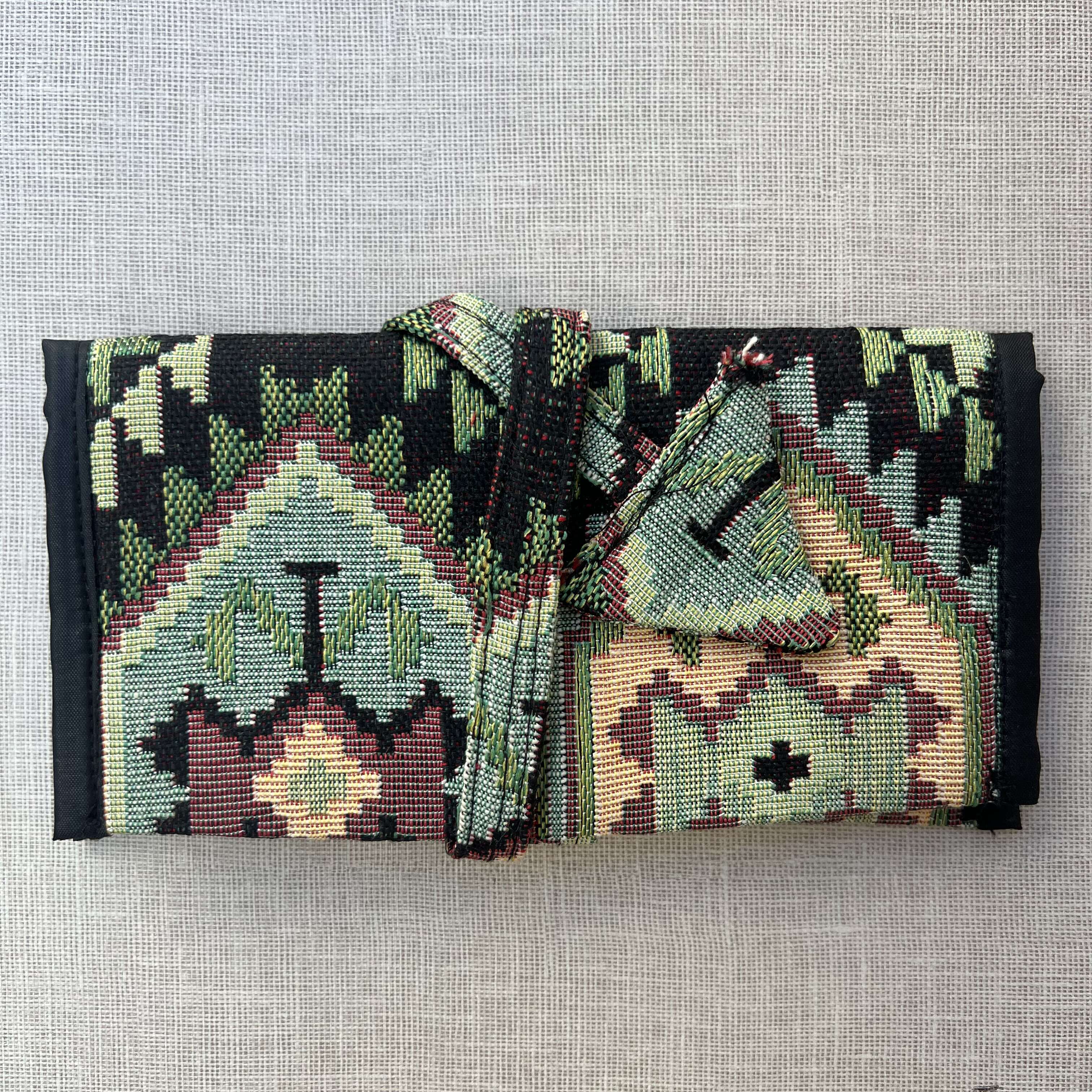 Green, Black & Earth Tone Geometric Tapestry Tobacco Pouch