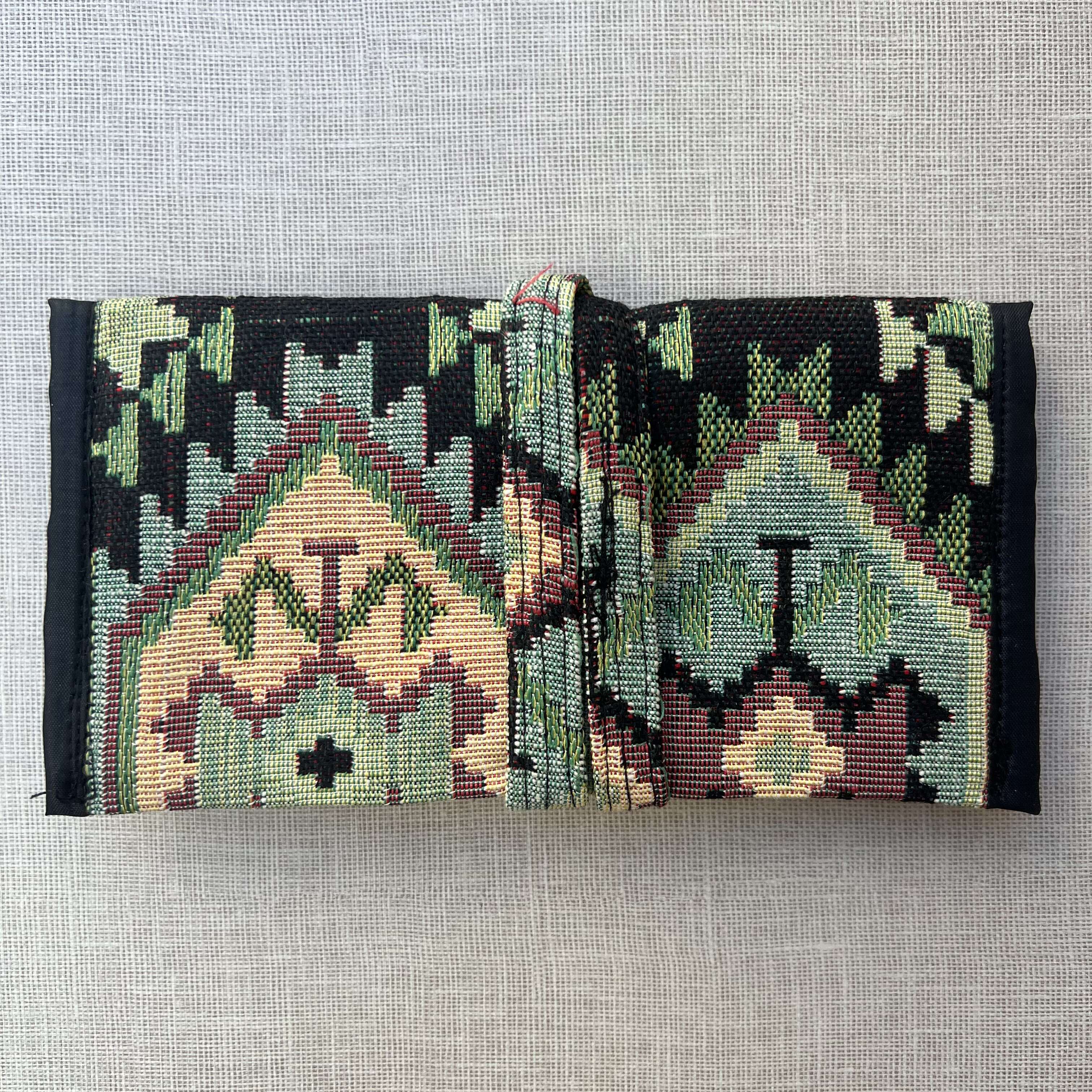 Green, Black & Earth Tone Geometric Tapestry Tobacco Pouch