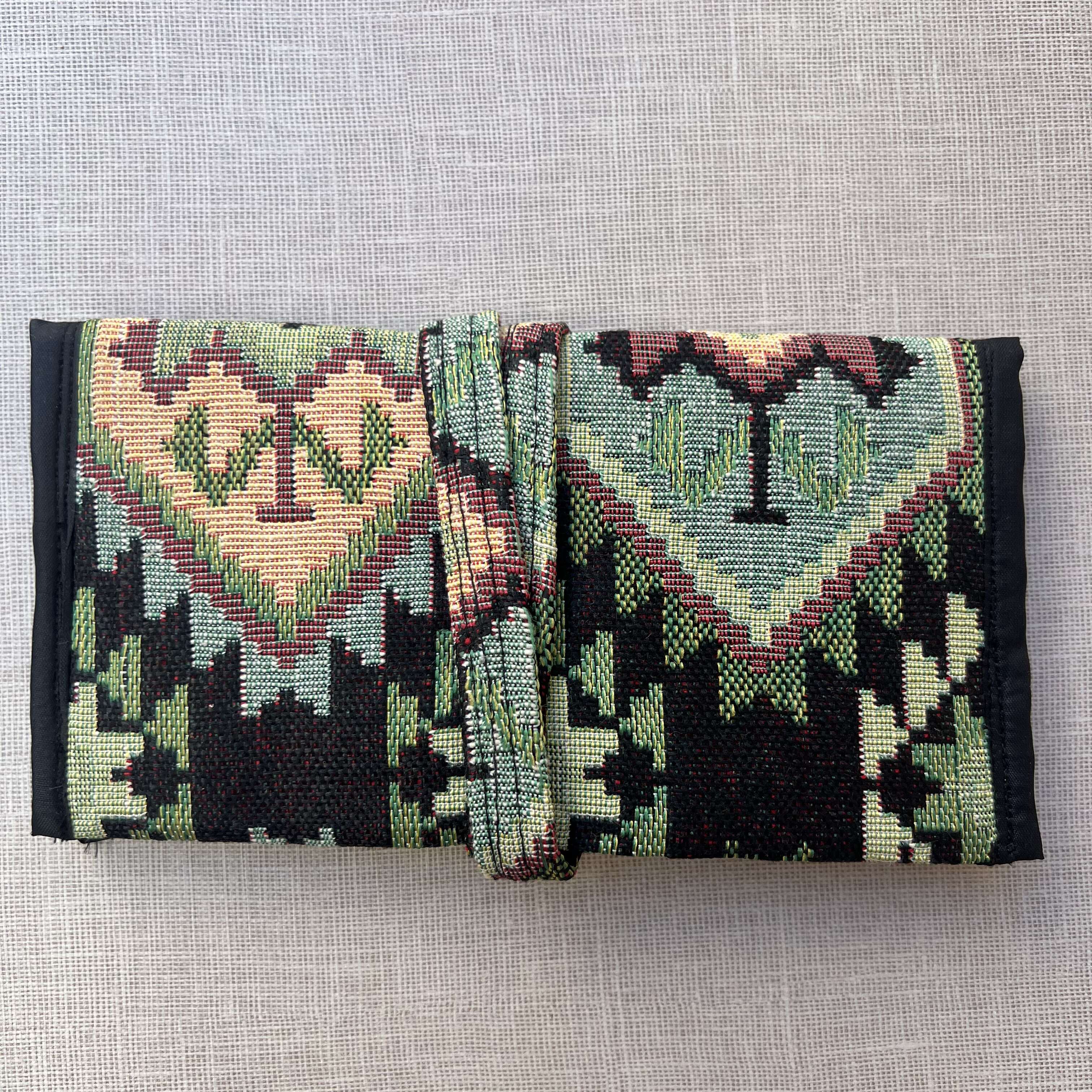 Green, Black & Earth Tone Geometric Tapestry Tobacco Pouch