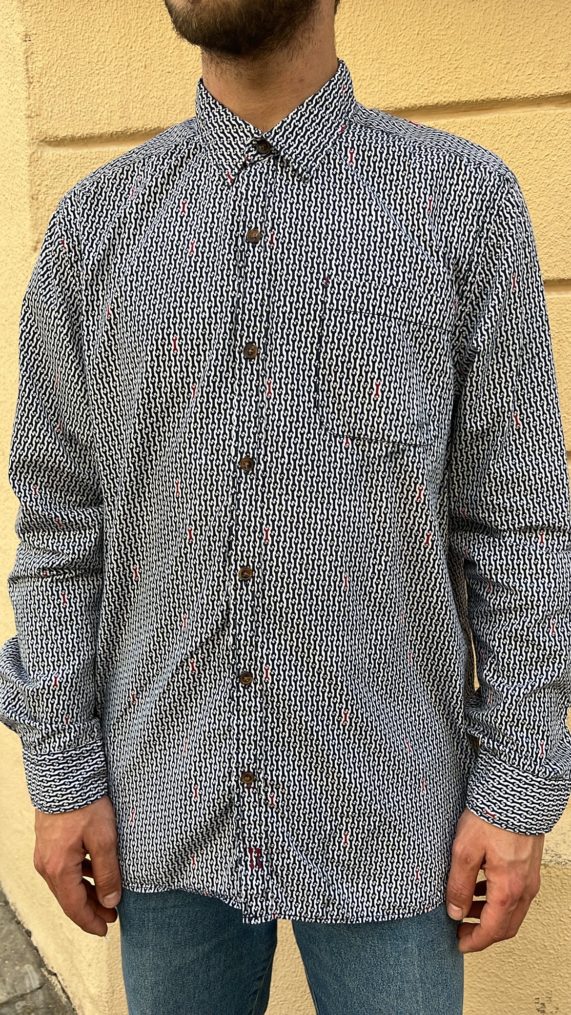 Navy Wrench Print Shirt