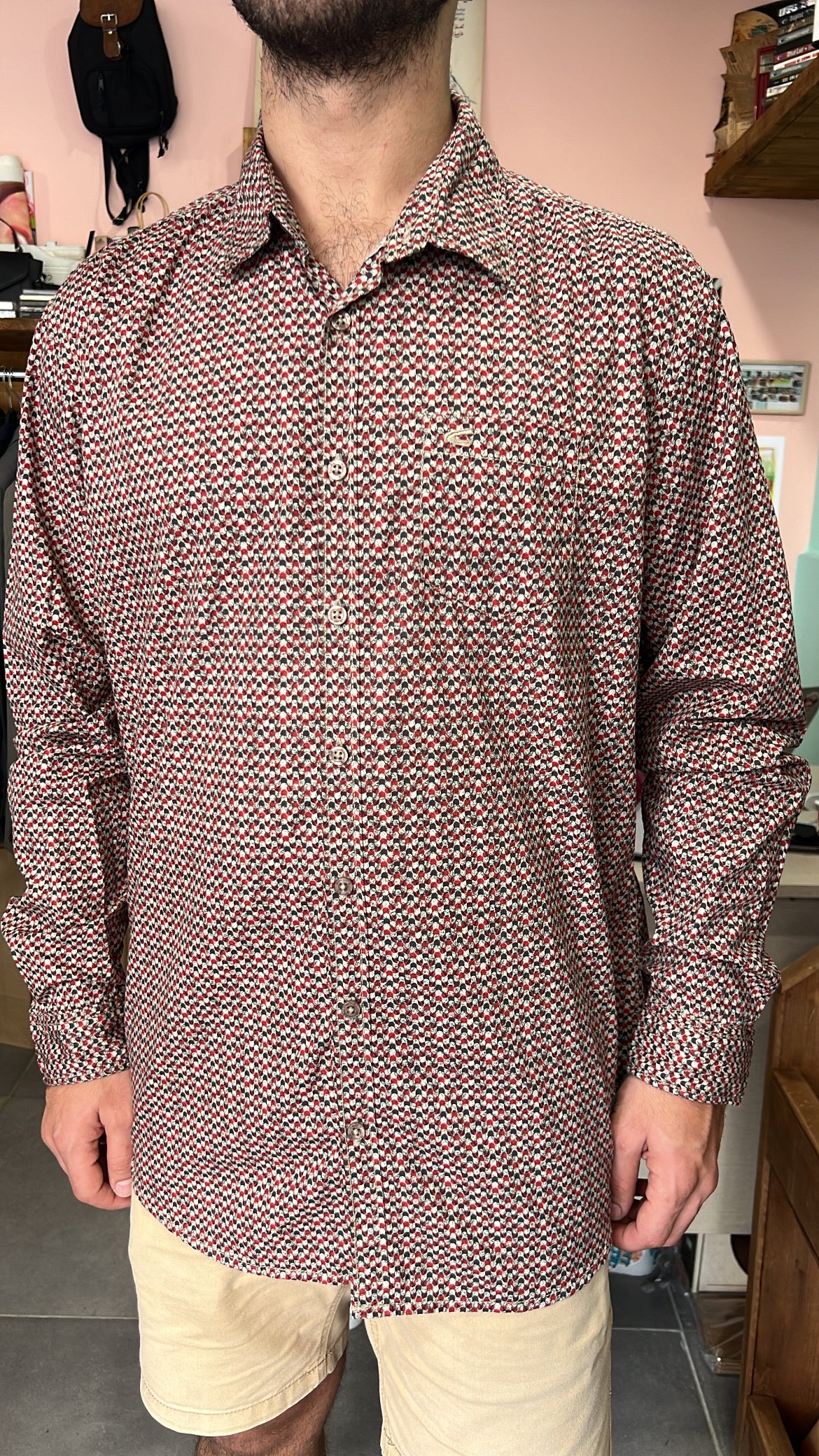 Red & Gray Houndstooth Shirt
