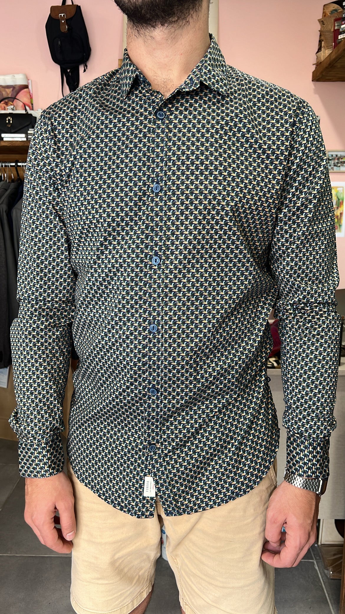 Abstract Micro-Print Shirt