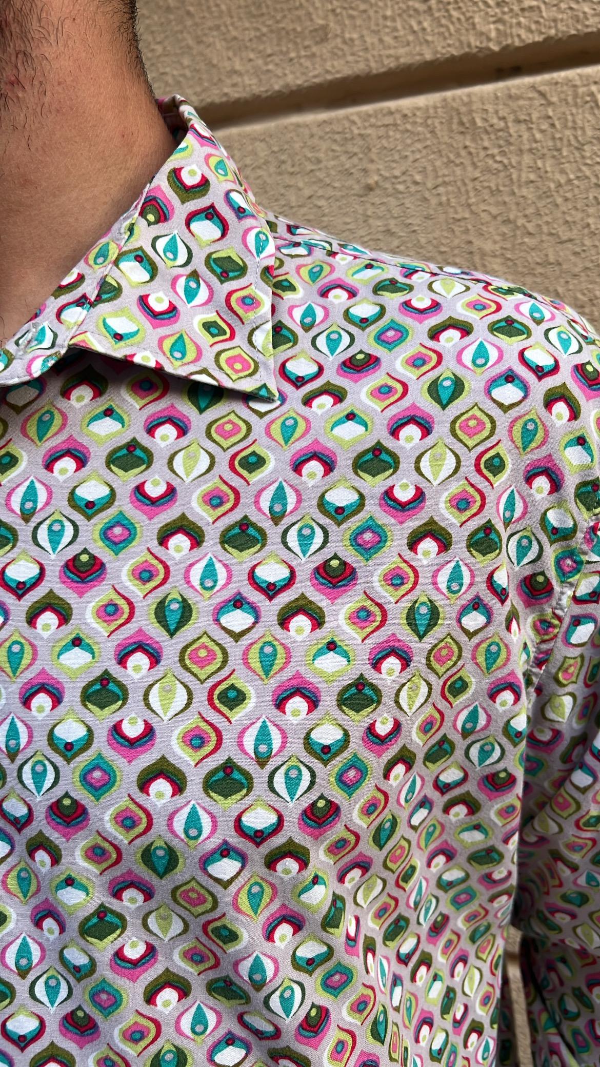 Multi-Color '60s Mod Print Shirt