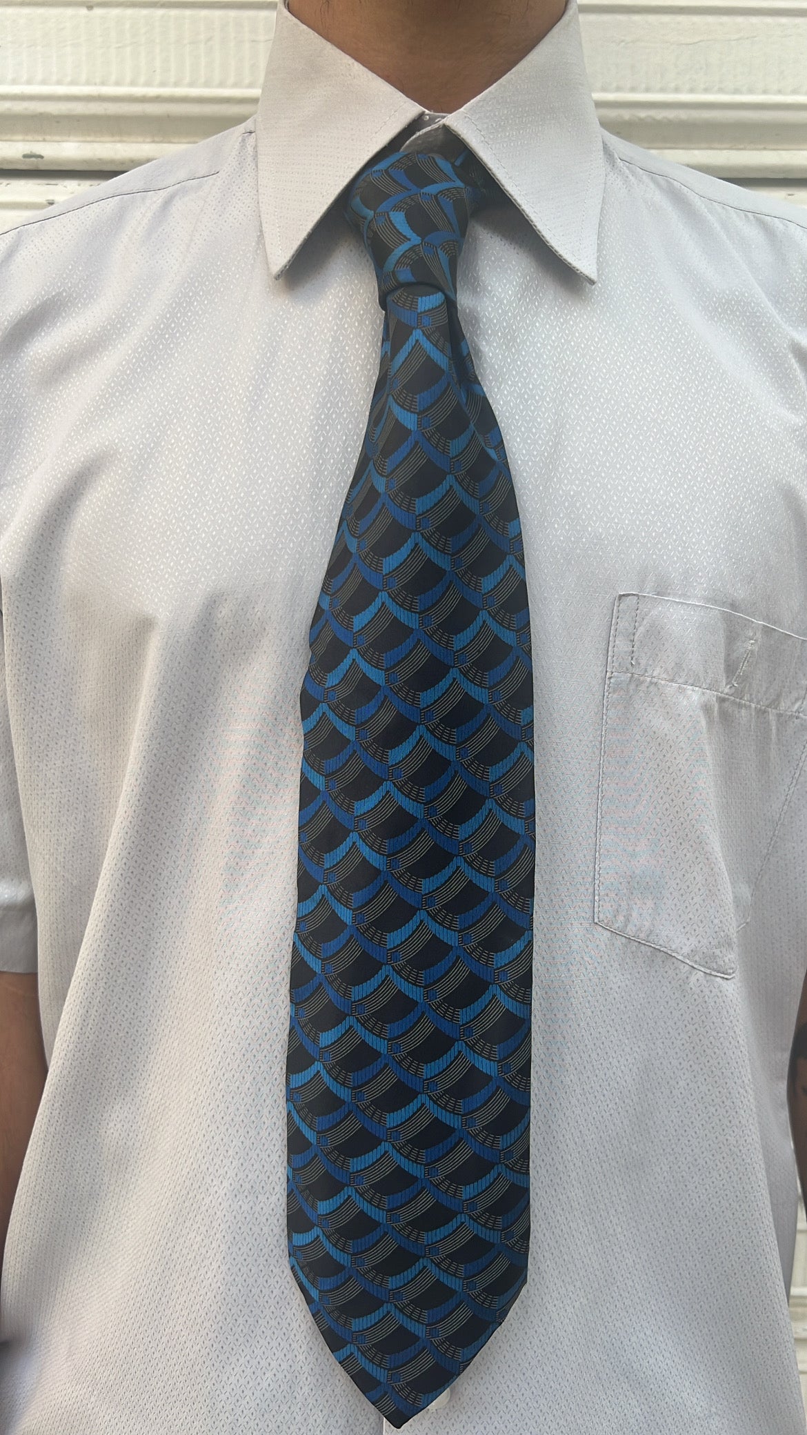 Black & Blue Geometric Tie