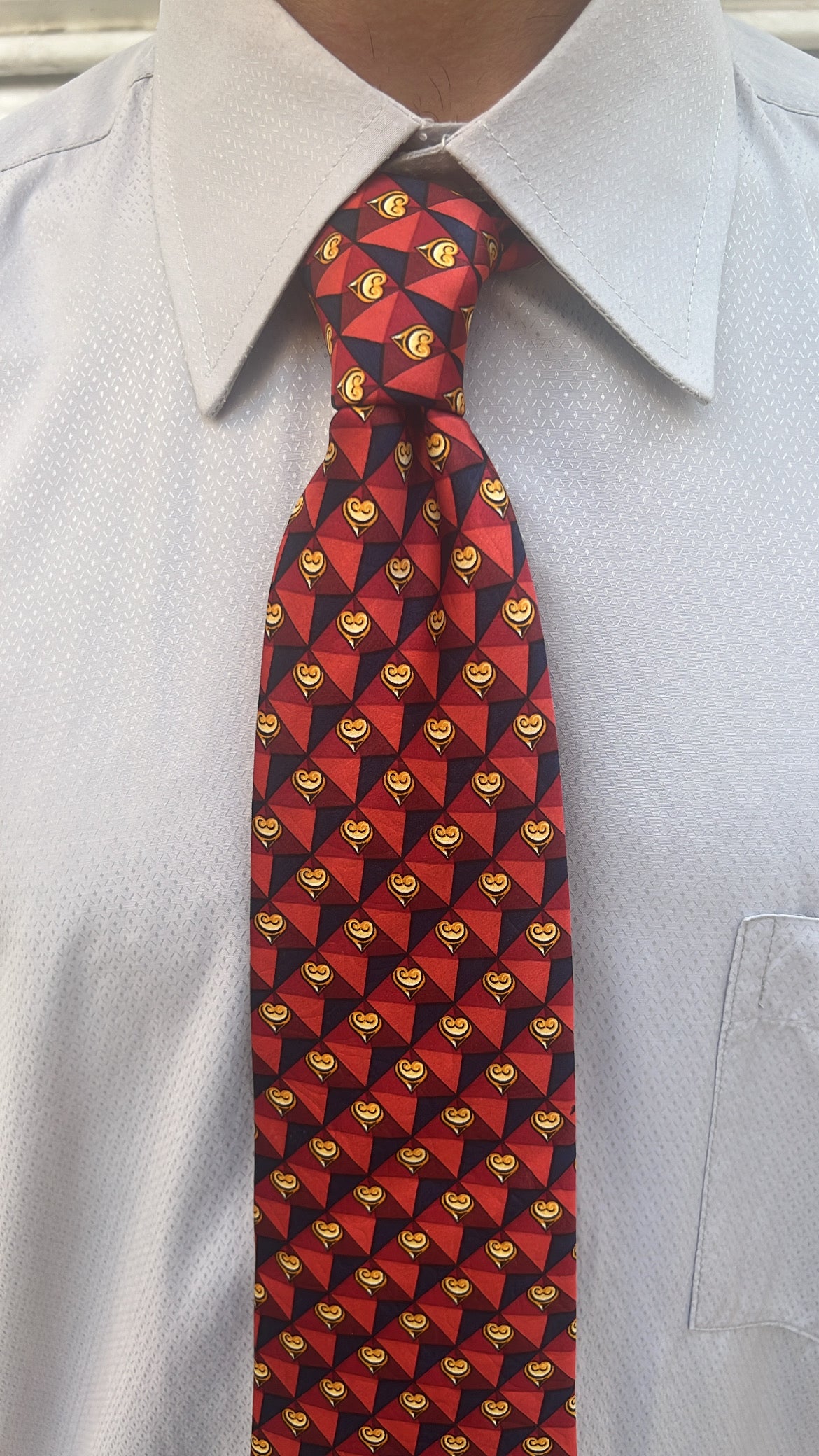 Red Geometric Silk Tie