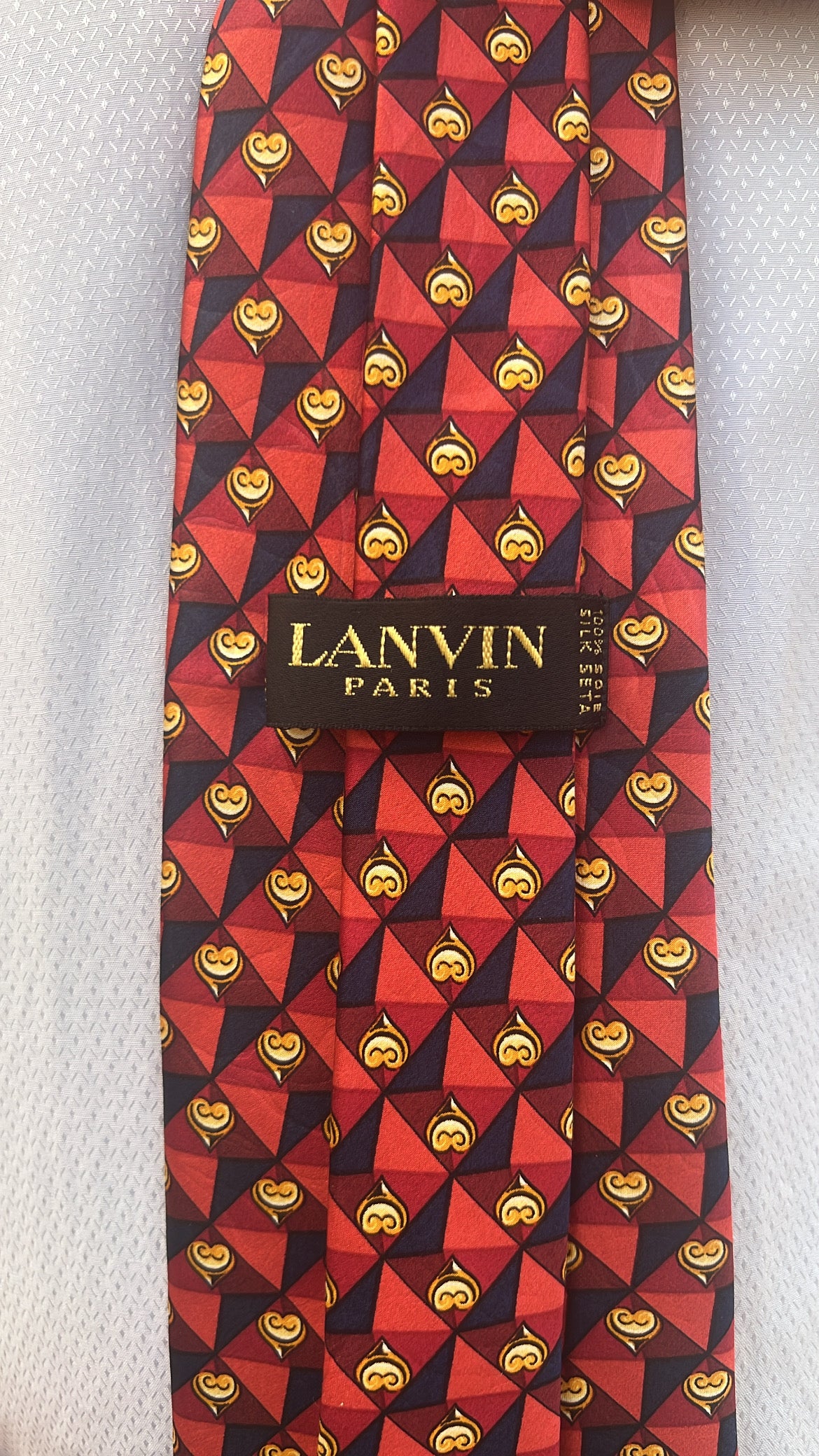 Red Geometric Silk Tie