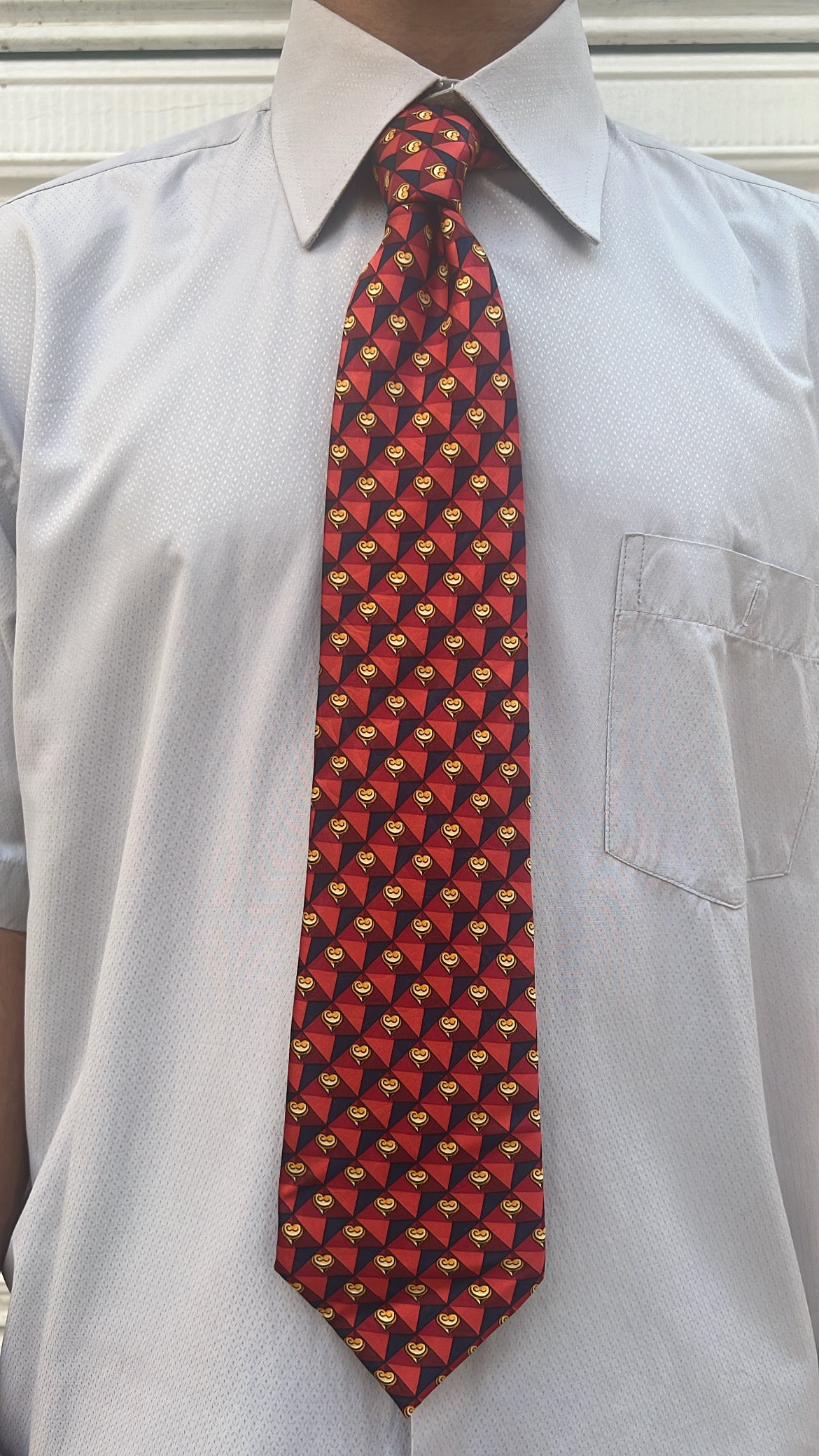 Red Geometric Silk Tie