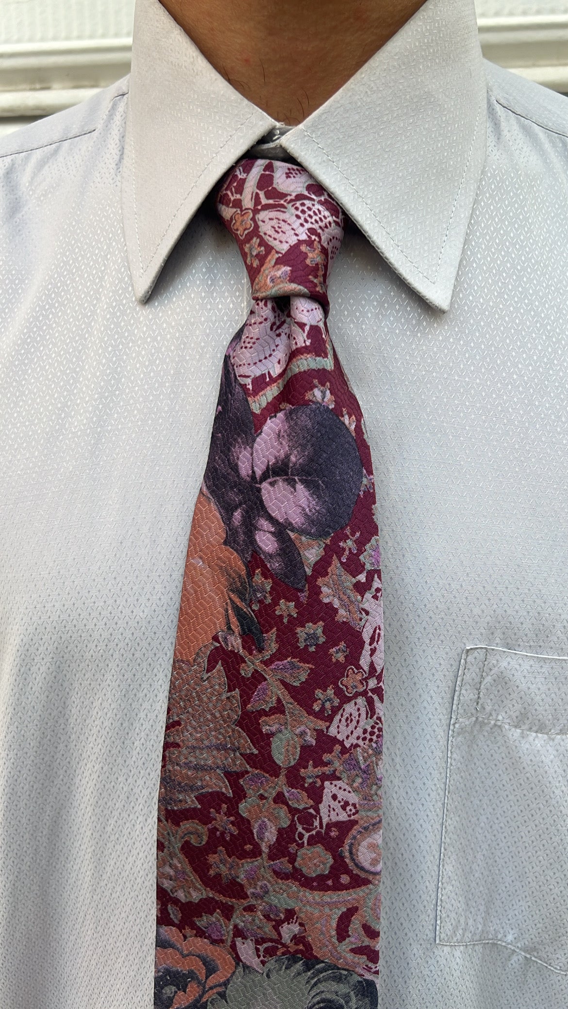 Burgundy Abstract Floral Tie