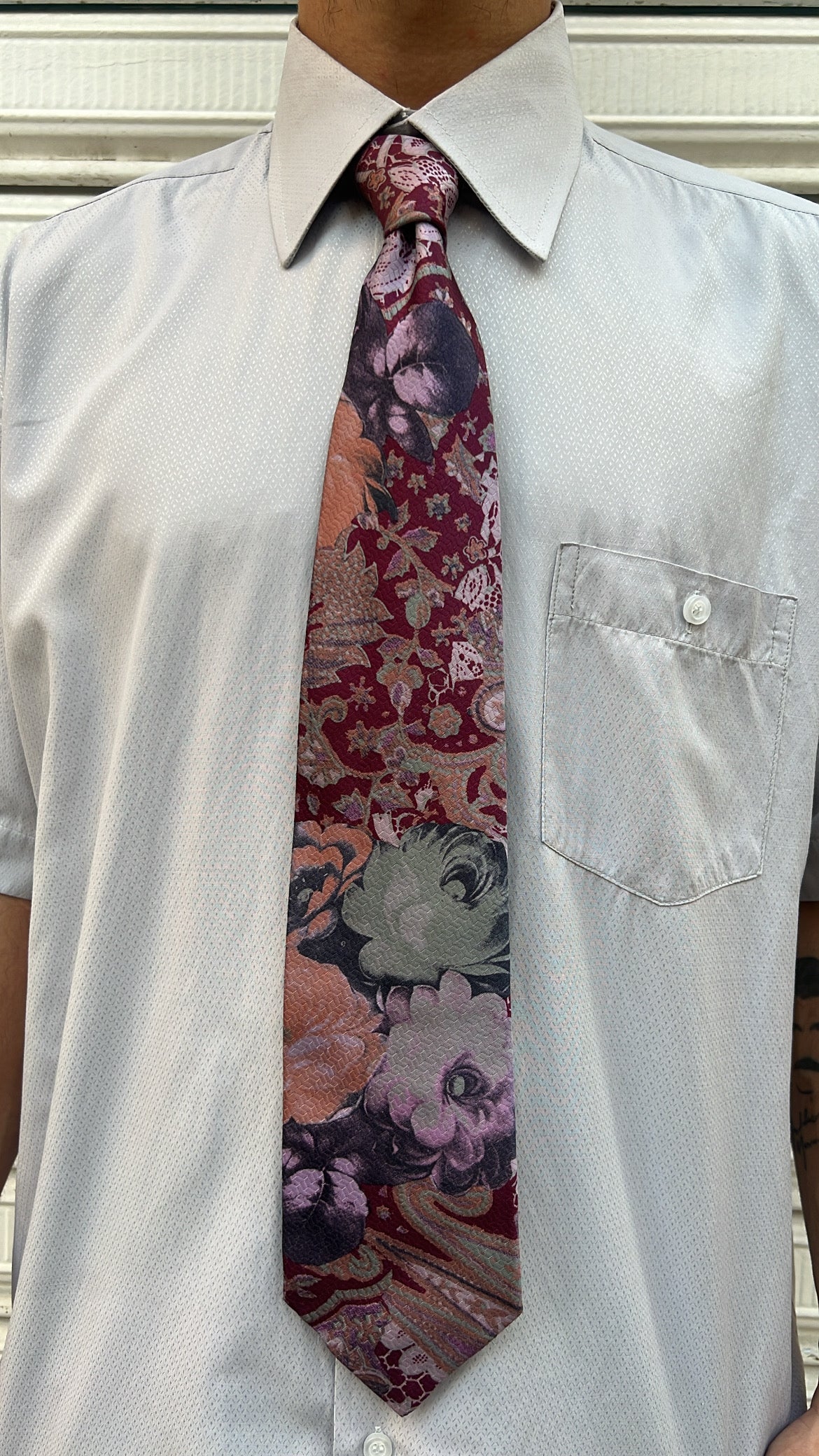 Burgundy Abstract Floral Tie
