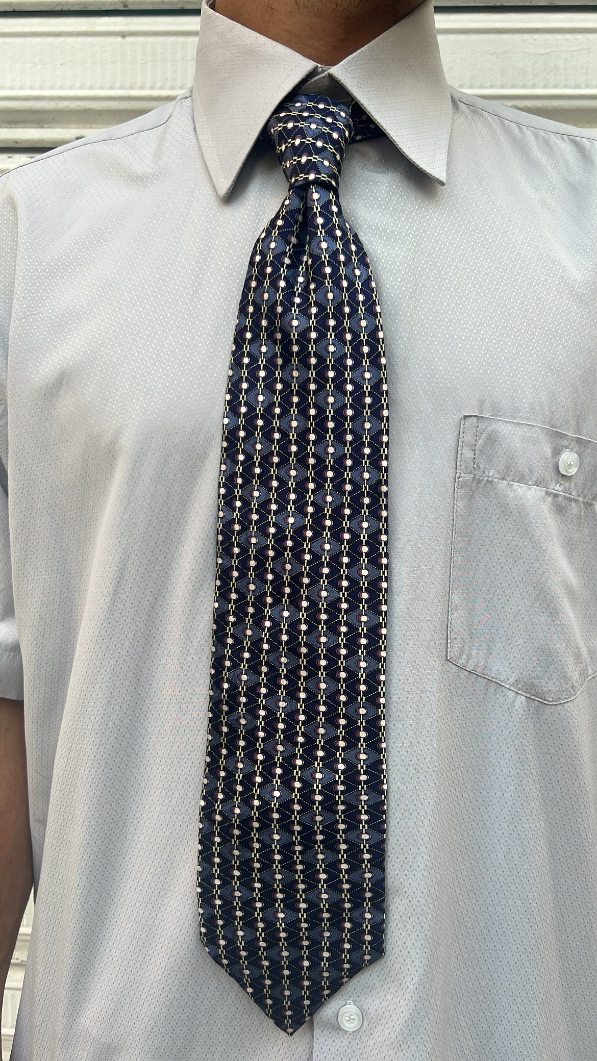 Dark Blue Geometric Tie