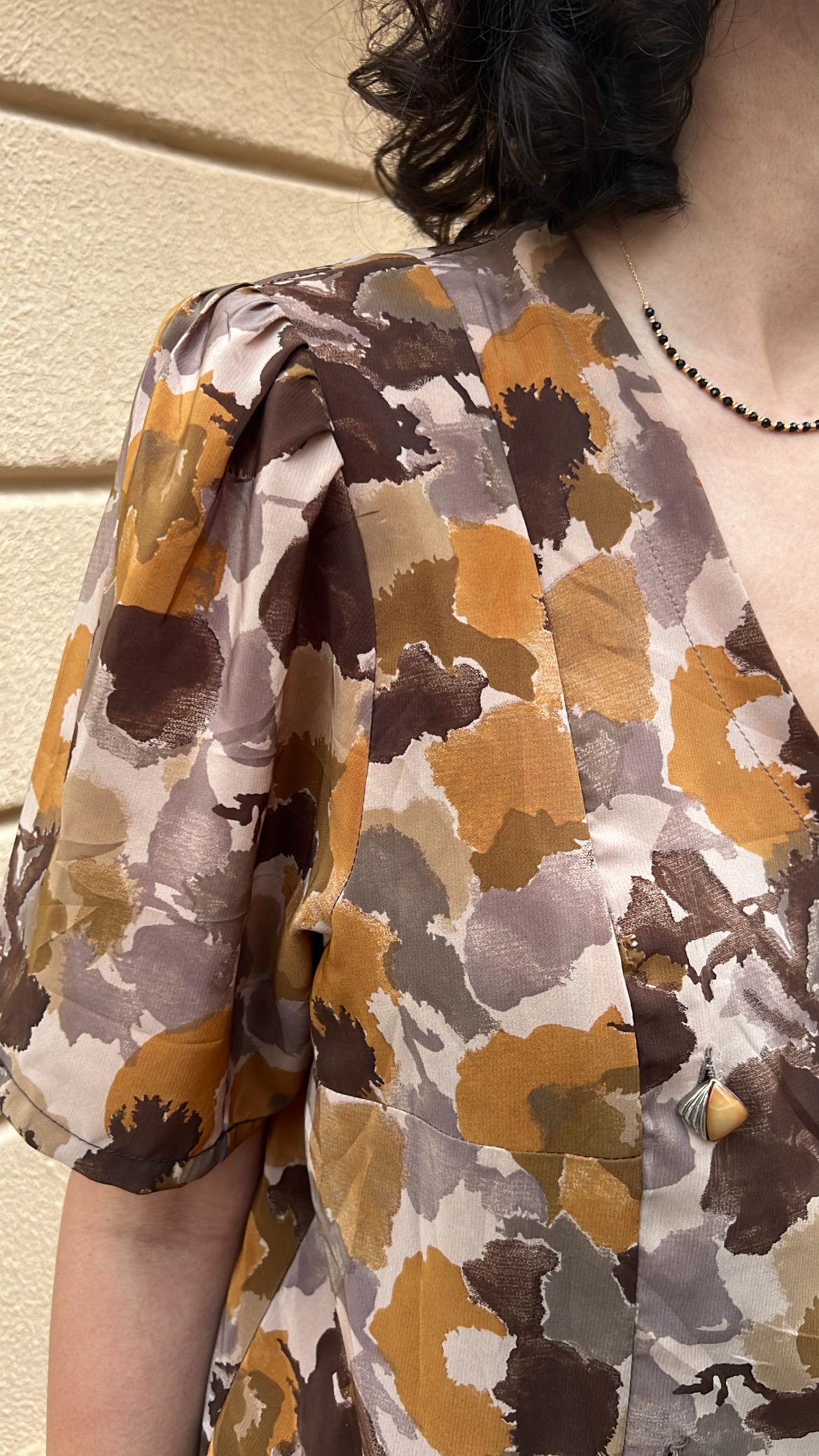 Abstract Camo Print Blouse