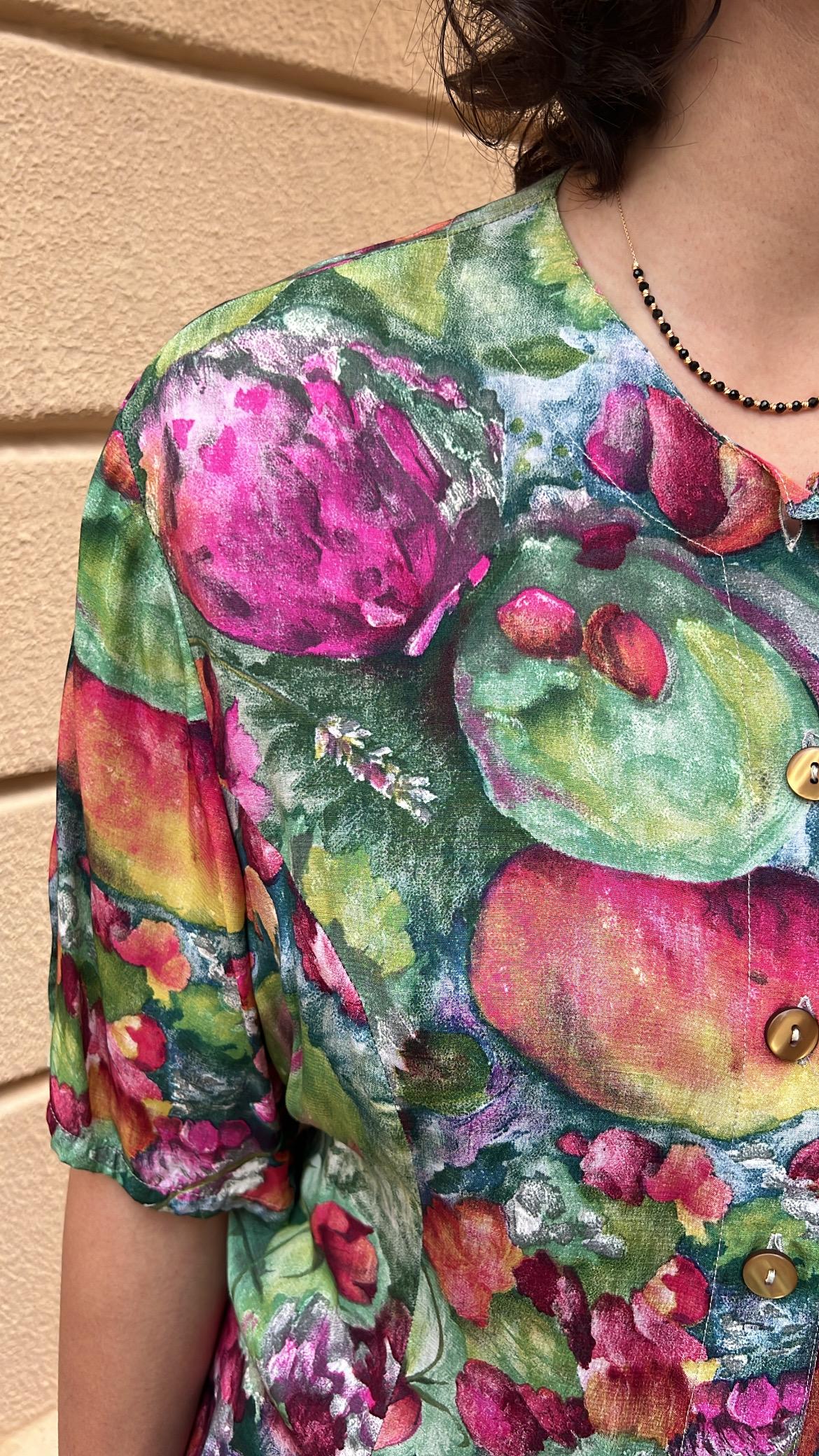 Vibrant Watercolor Floral Blouse