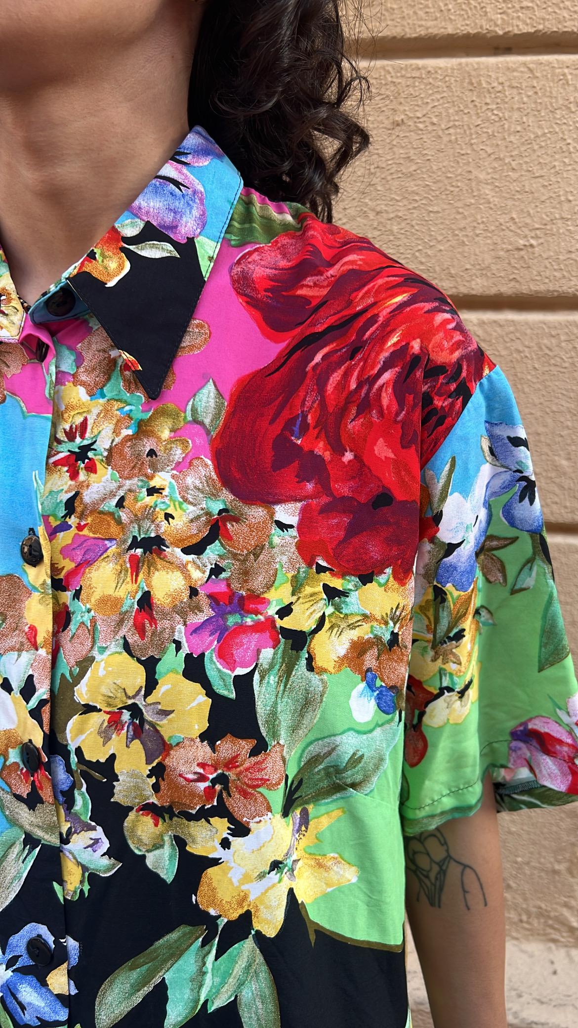 Oversized Mixed Print Blouse