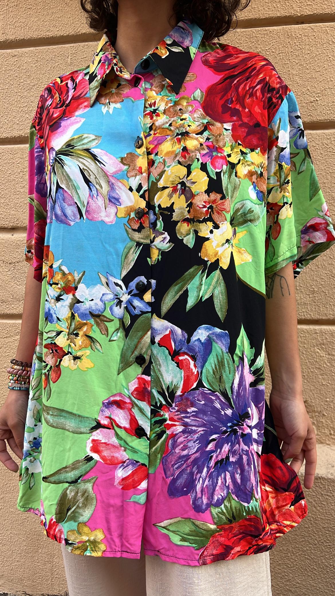 Oversized Mixed Print Blouse