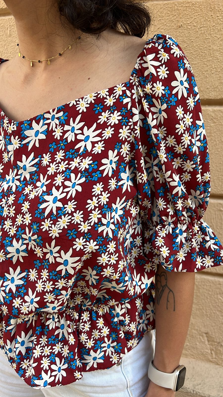 Burgundy Floral Blouse