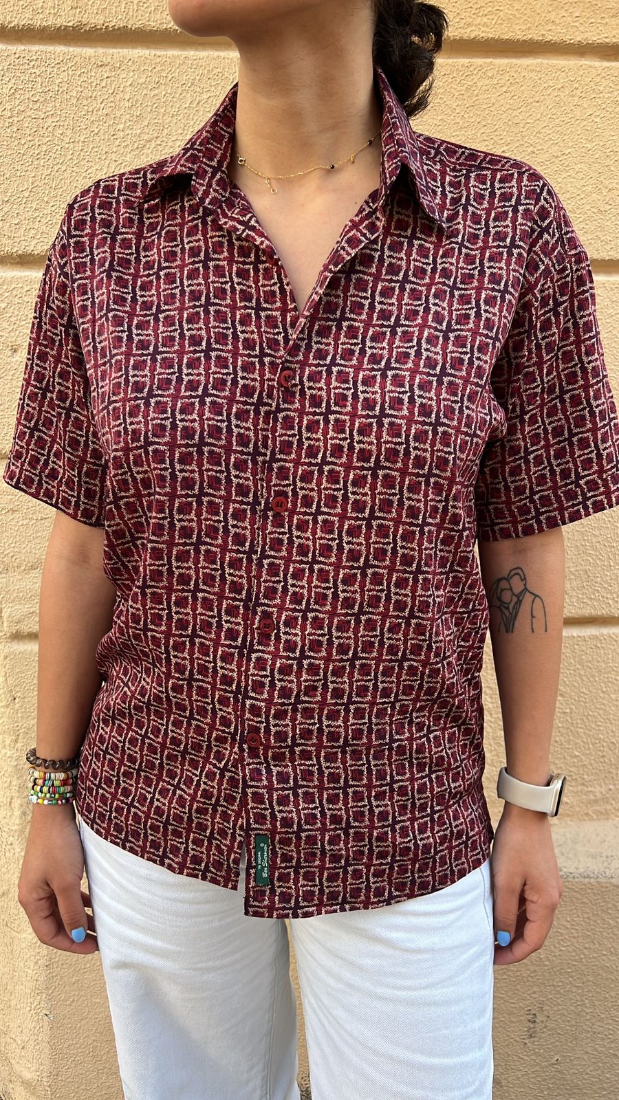 Burgundy Patterned Shirt
