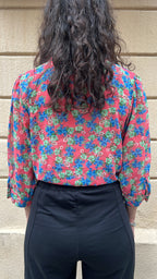 Vibrant Pink Ditsy Floral Tie Front Shirt
