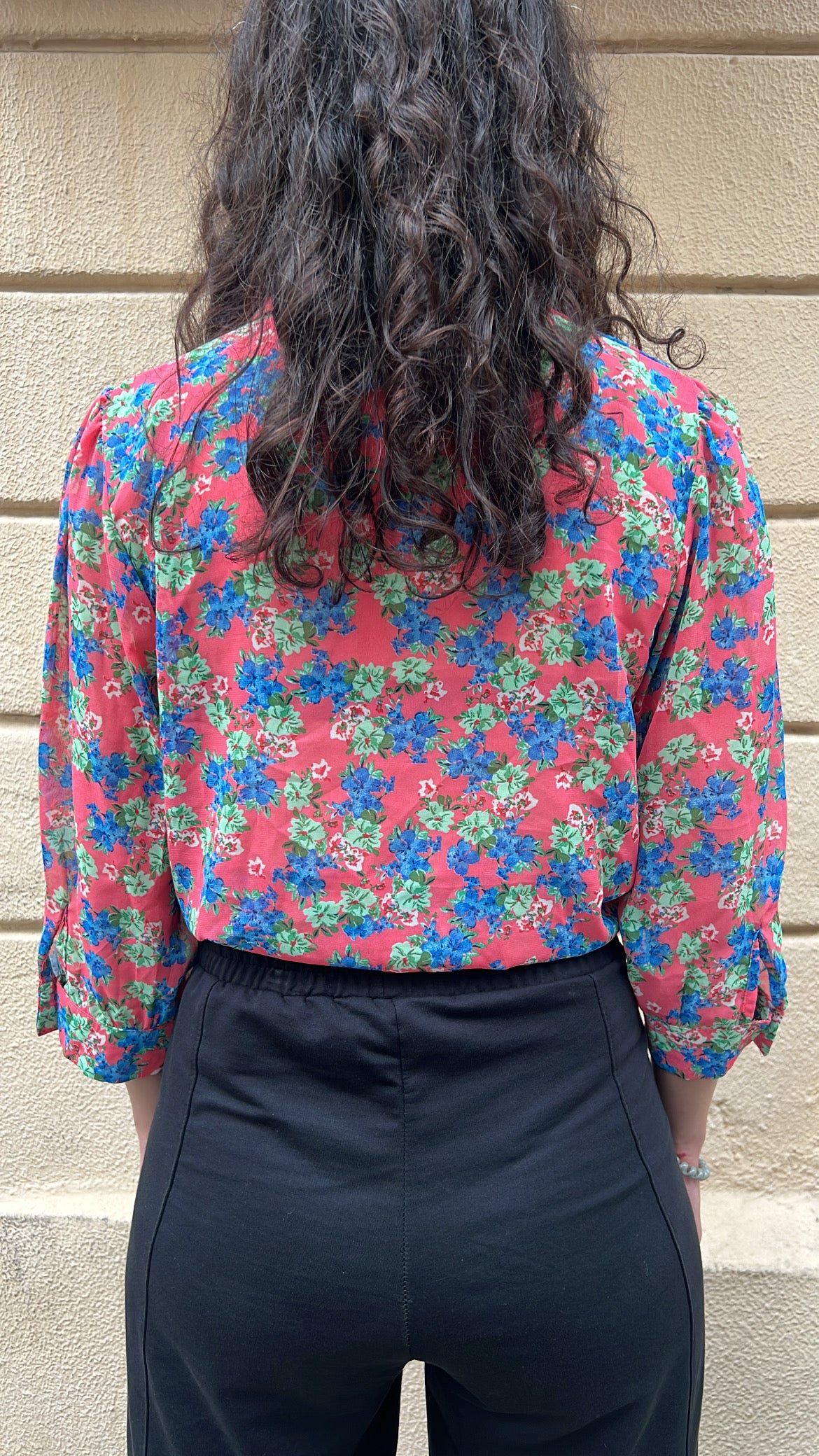 Vibrant Pink Ditsy Floral Tie Front Shirt