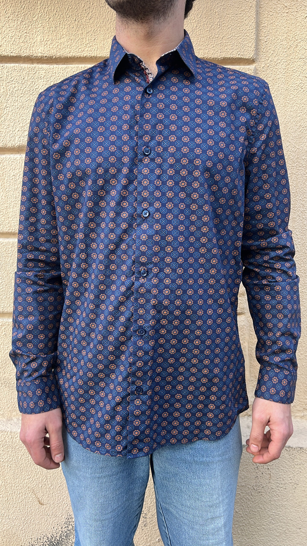 Navy Medallion Floral Shirt