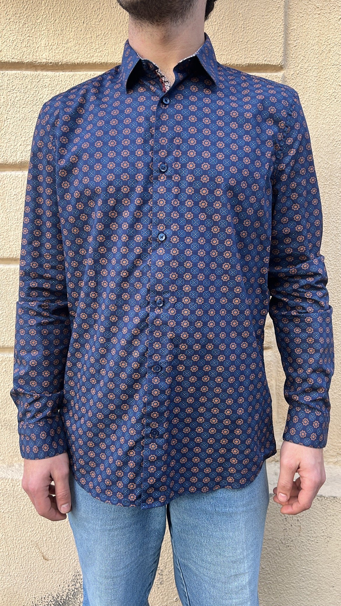 Navy Medallion Floral Shirt