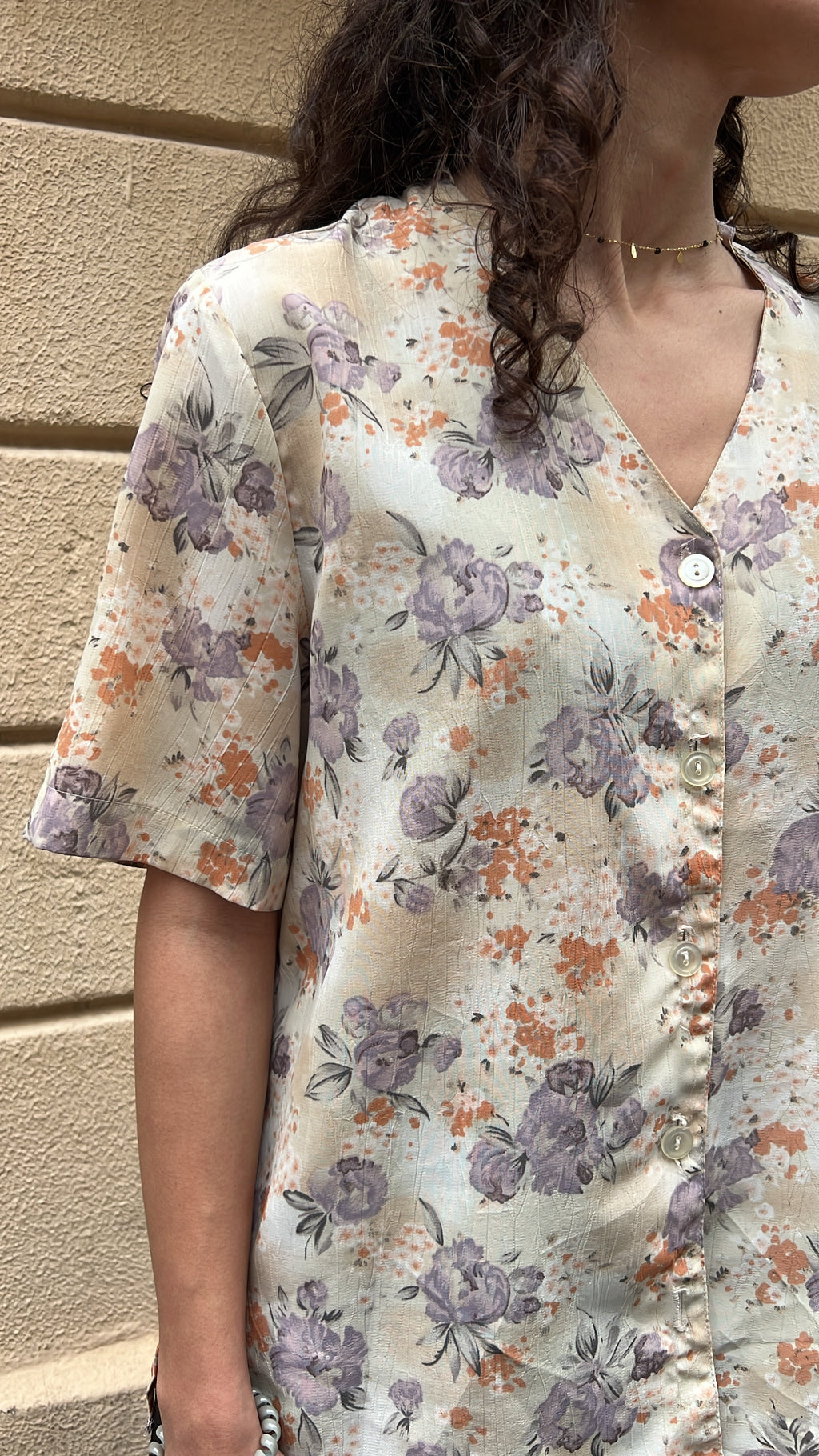 Pastel Floral V-Neck Blouse