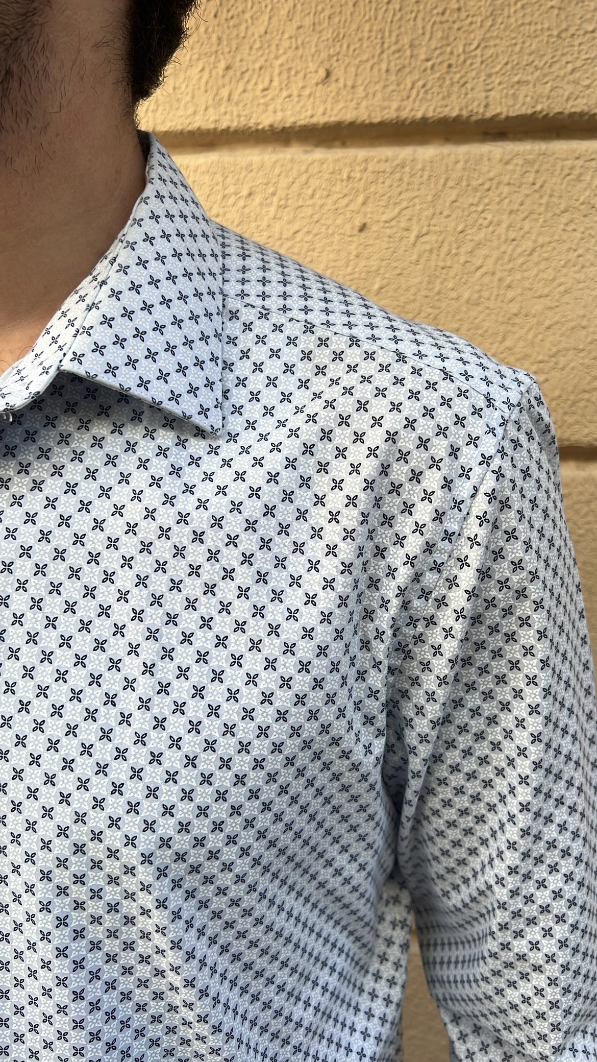 Light Blue Geometric Floral Print Shirt