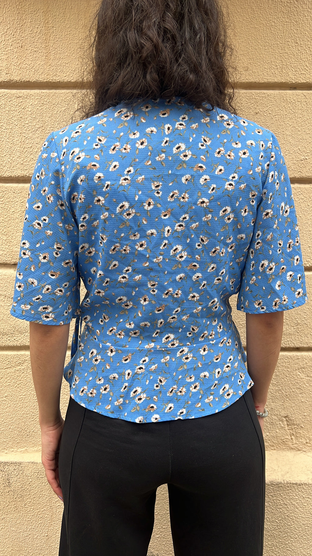 Ditsy Floral Blue Wrap Top