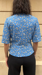 Ditsy Floral Blue Wrap Top