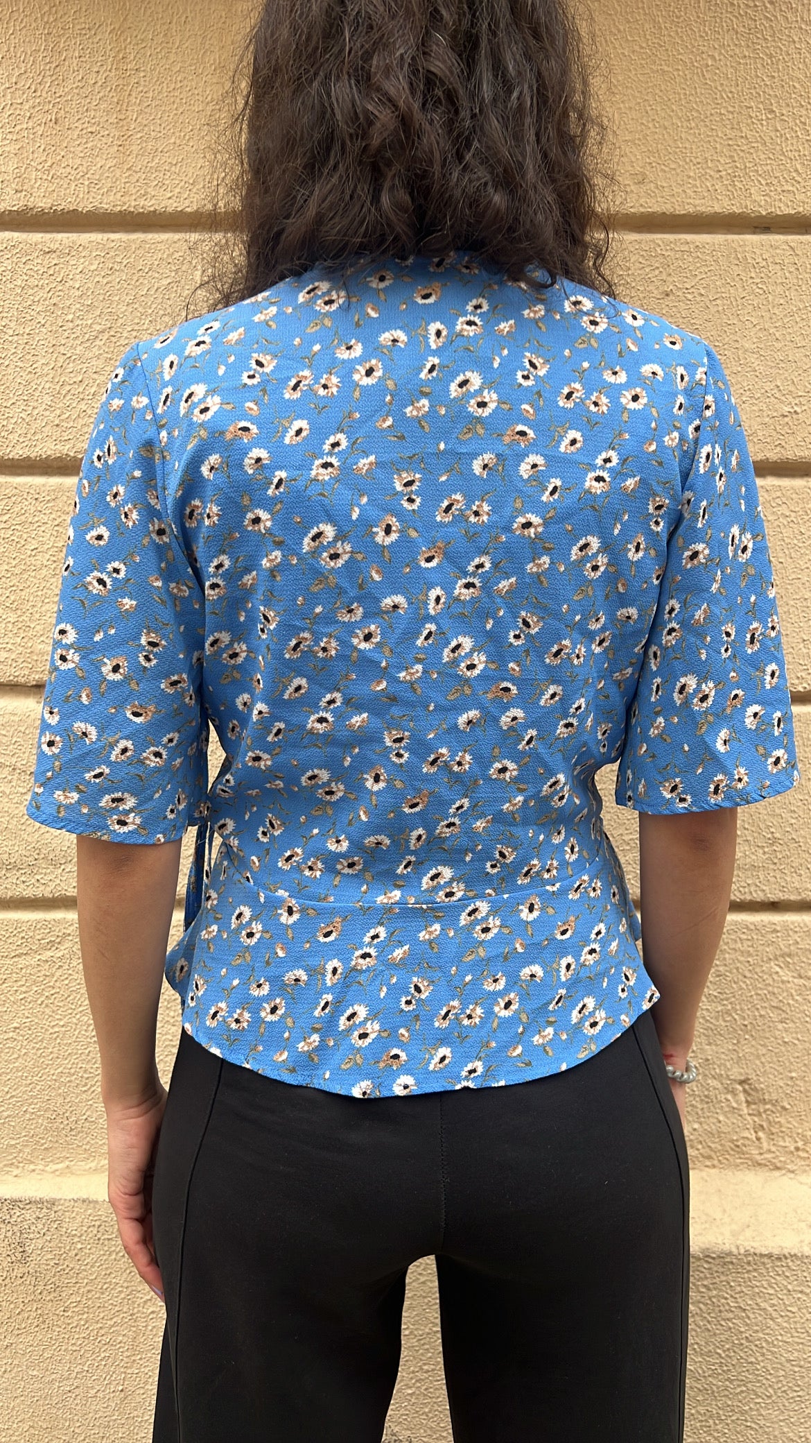 Ditsy Floral Blue Wrap Top