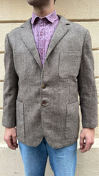 Brown Micro-Check Wool Tweed Sport Coat