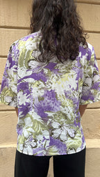 Purple & Olive Green Abstract Floral Shirt