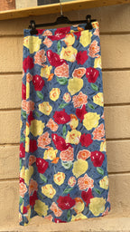 Vibrant Abstract Floral Print Maxi Skirt