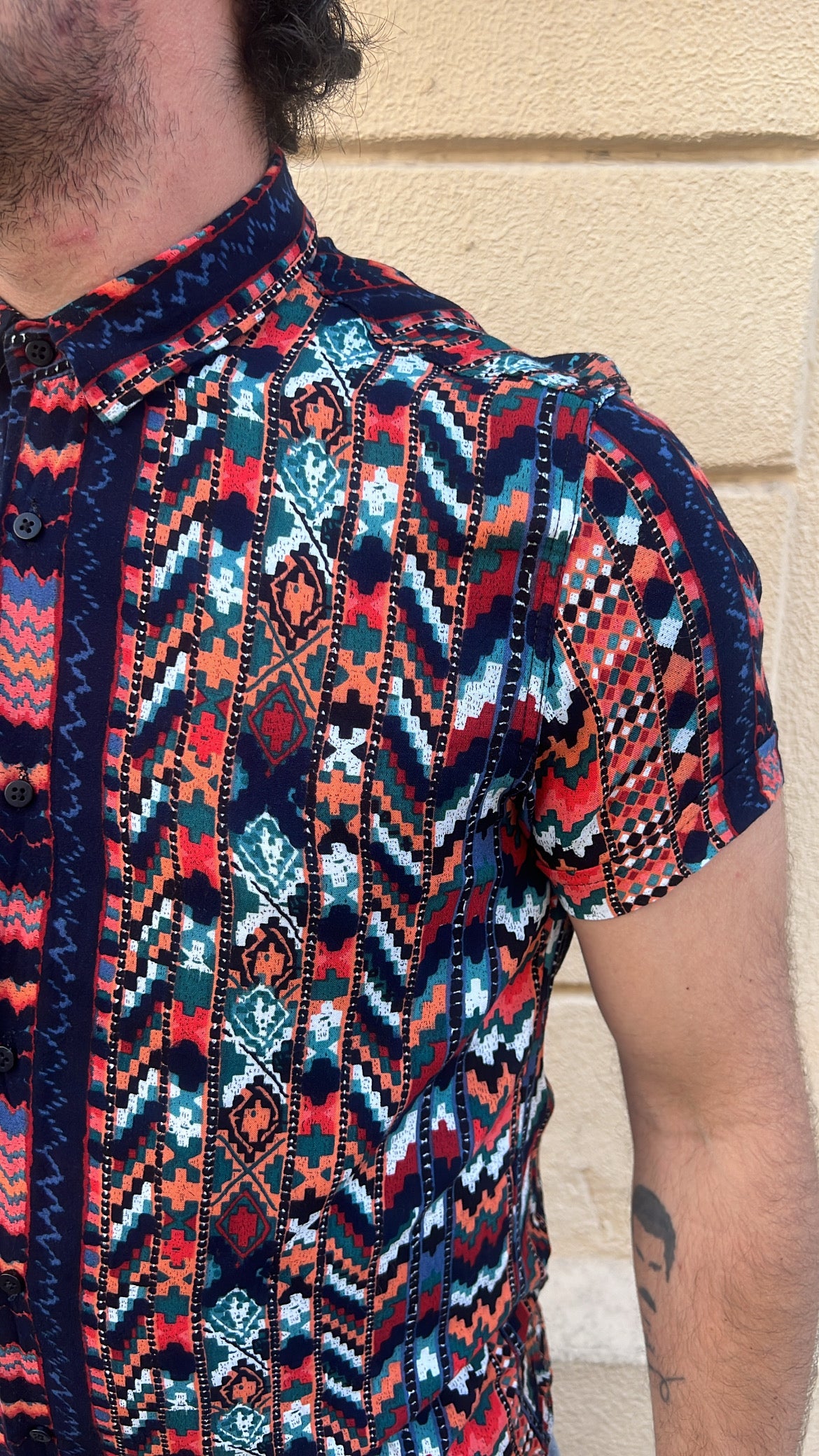 Vibrant Aztec Geometric Print Shirt
