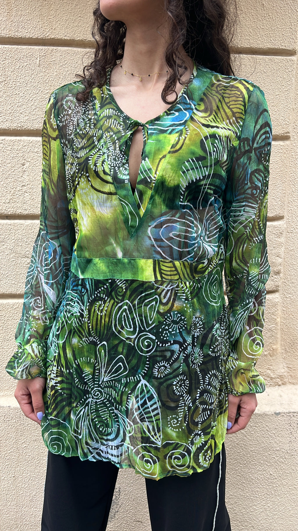 Sheer Green 60's Style Blouse