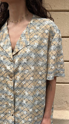 Grid Pattern Floral Top