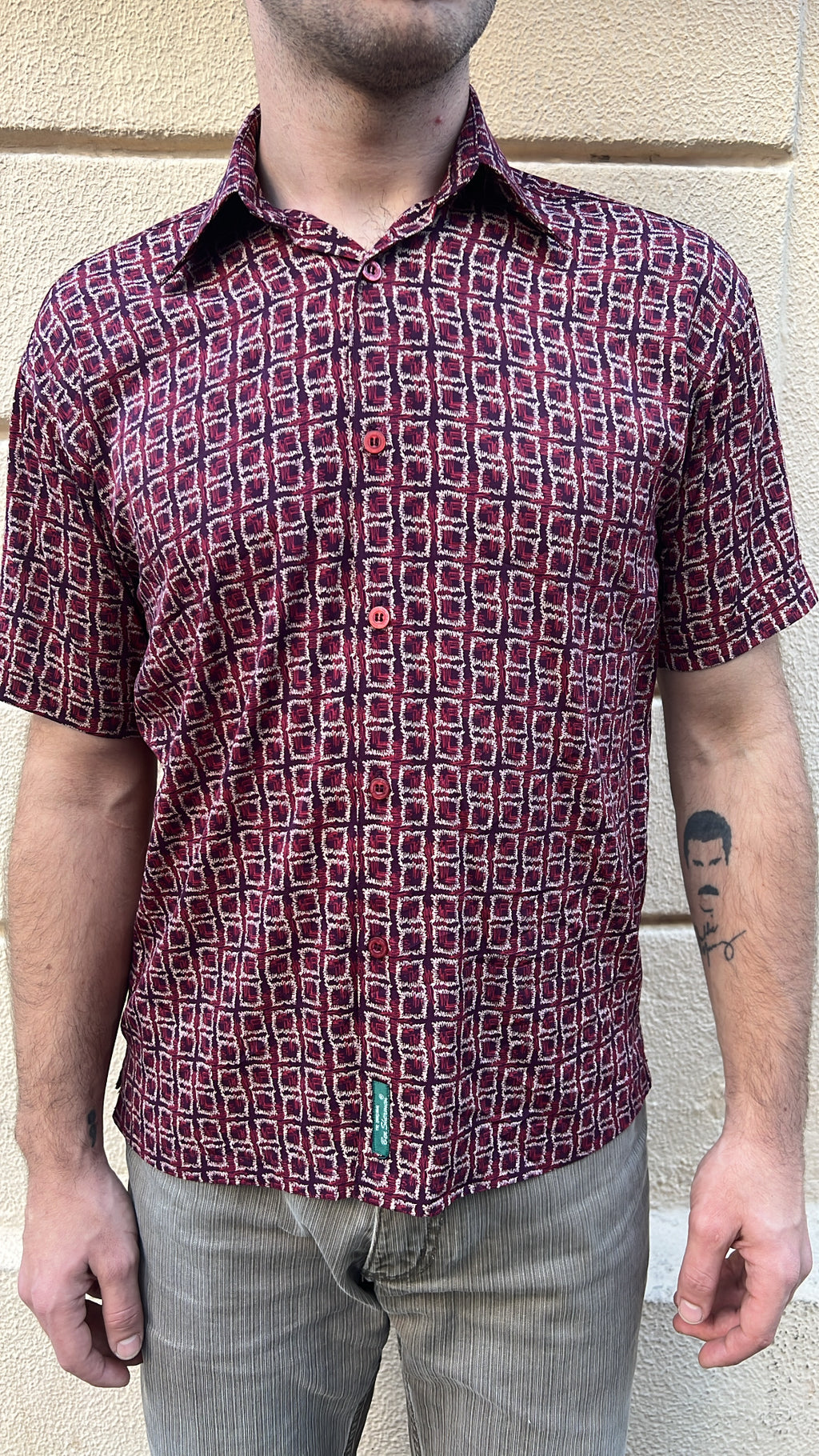 Burgundy Patterned Shirt