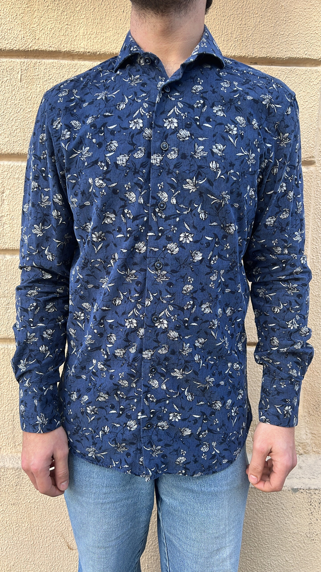 Dark Blue Floral Shirt