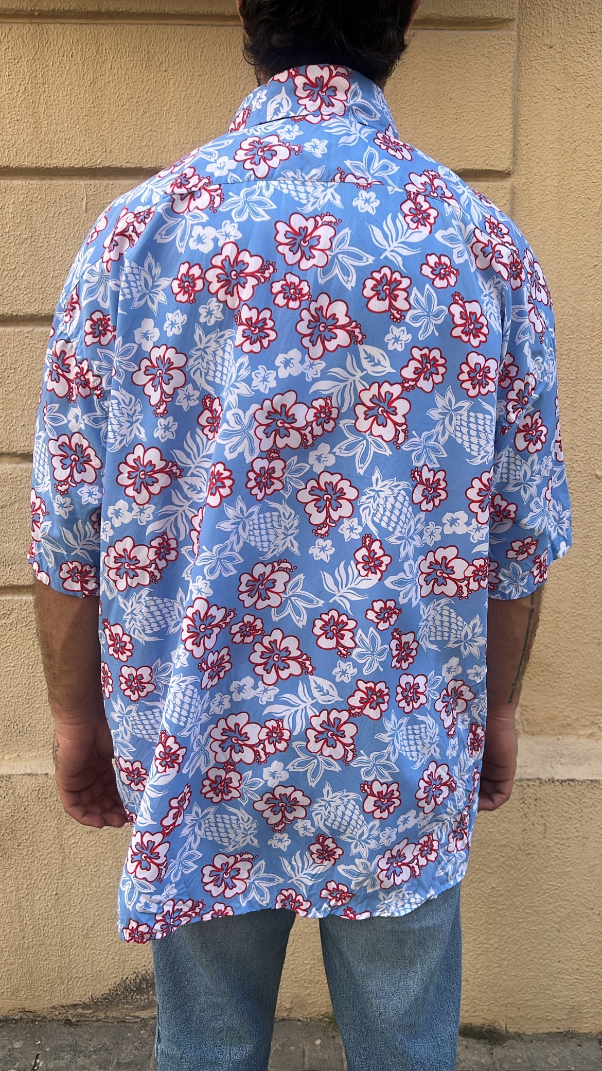 Light Blue with Floral & Pineapple Print Shirt