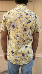 Pastel Yellow with Floral Print Shirt