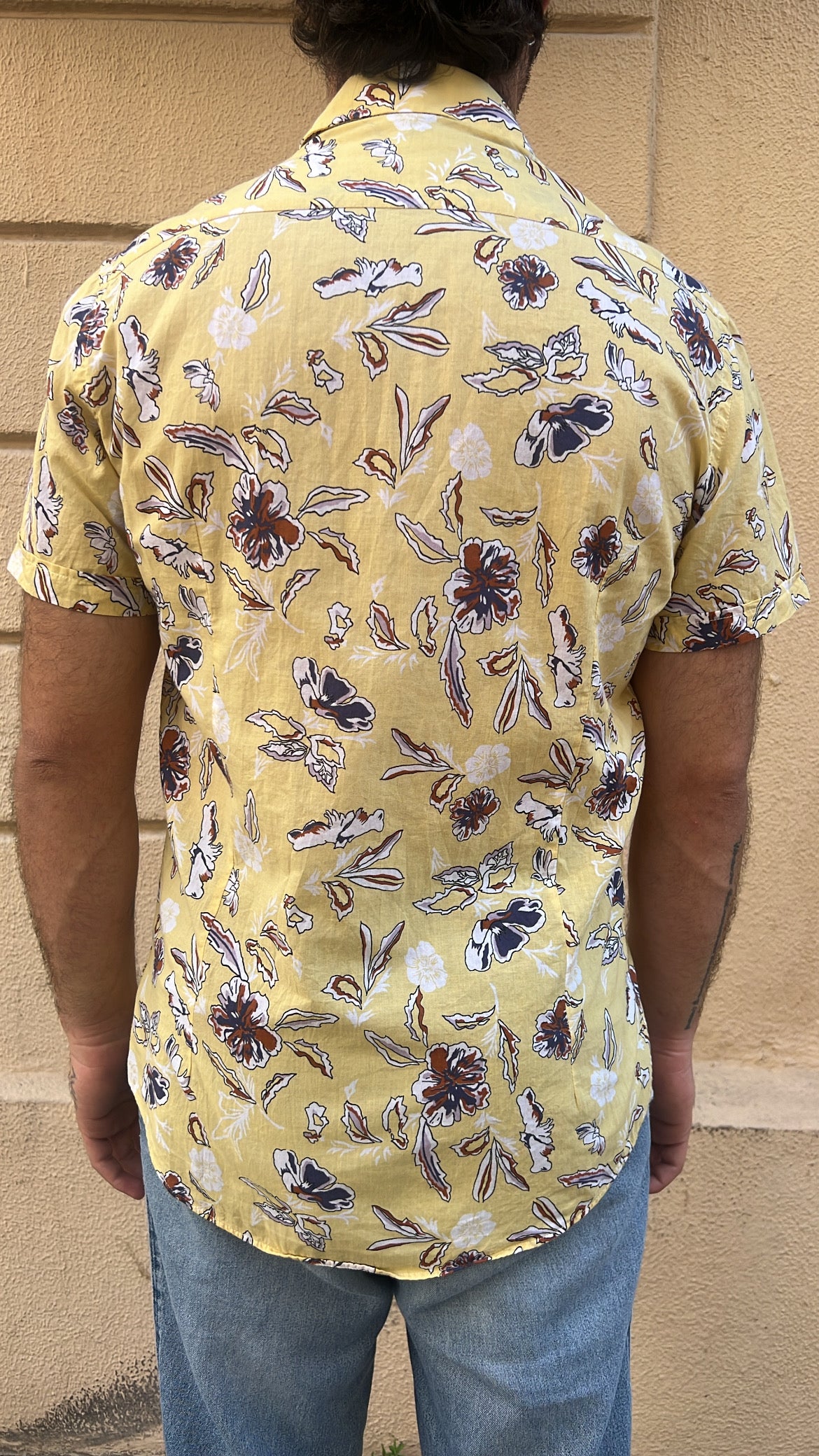 Pastel Yellow with Floral Print Shirt