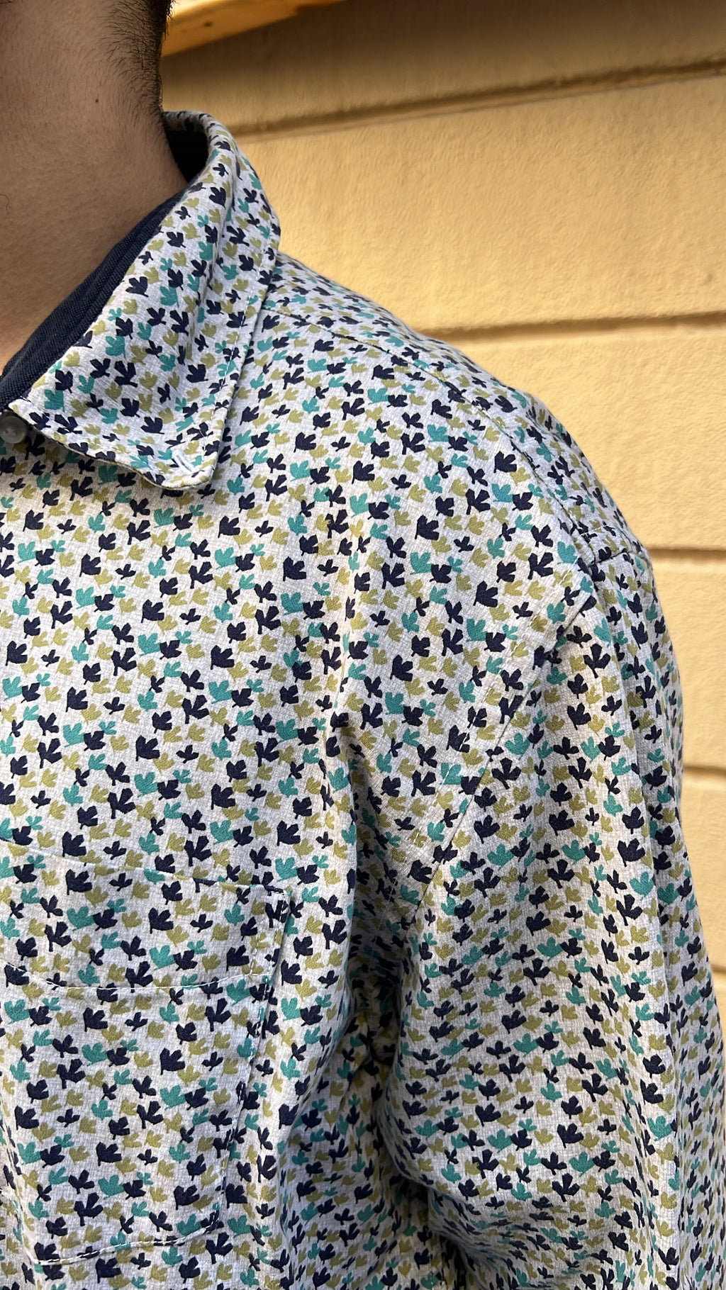 Light Grey Leaf Print Shirt
