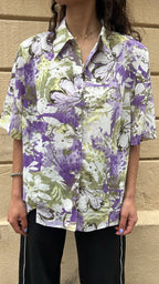 Purple & Olive Green Abstract Floral Shirt