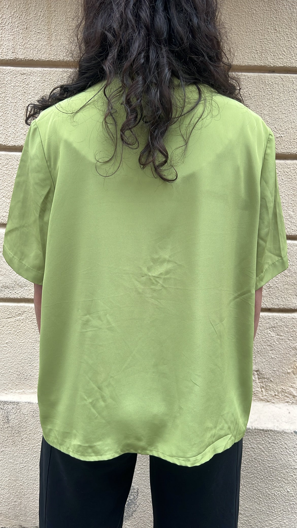 Lime Green Embroidered Collar Blouse