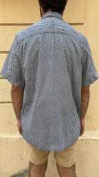 Navy Blue & White Micro Print Shirt